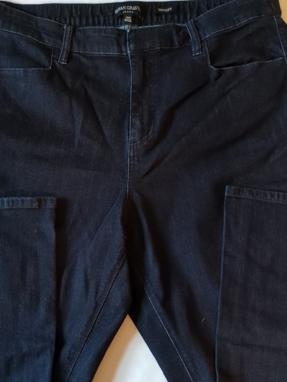 Susan Graver Women's Dark Blue Bootcut Jeans 18
